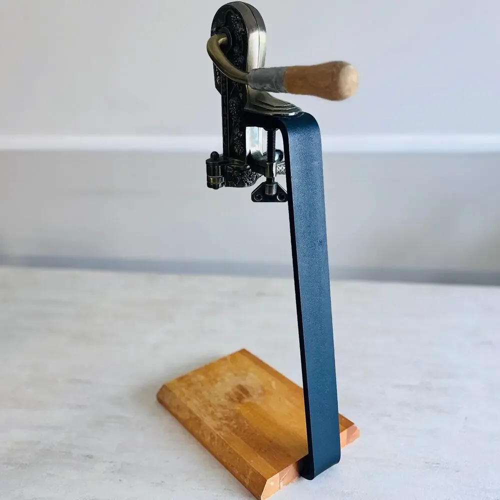 Rogar Estate Wine Bottle Opener Corkscrew Grape Motif Wood Stand 23